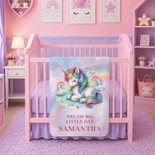 Glitterende Pastel Eenhoorn Magische Dag Babydeken Fleece Deken