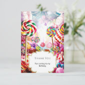 Glitterende Pastelkleurige Candyland Verjaardag Bedankkaart (Staand voorkant)