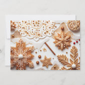 Glitterende peperkoek en kaneel sneeuwvlokken feestdagenkaart (Voorkant)