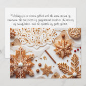 Glitterende peperkoek en kaneel sneeuwvlokken feestdagenkaart (Voorkant / Achterkant)