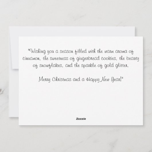 Glitterende peperkoek en kaneel sneeuwvlokken feestdagenkaart (Achterkant)