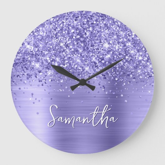 Glitterende Periwinkle Folie Naam Grote Klok (Voorkant)