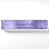 Glitterende Periwinkle Folie Naambordje (Voorkant)