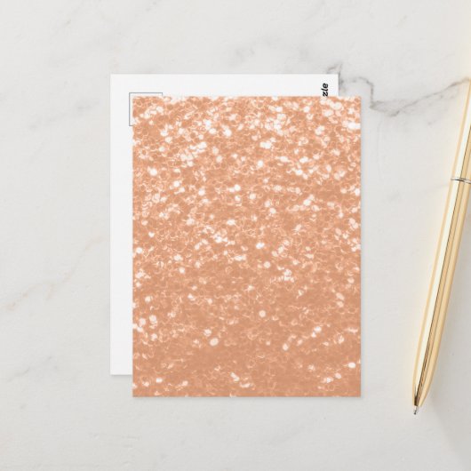Glitterende perzik nepsonker glitter kleur van het briefkaart (Voorkant / Achterkant in situ)