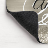 Glitterende platina geborstelde folie monogram muismat (Hoek)