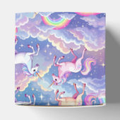 Glitterende regenboog en eenhoorns op wolken bedankdoosjes (Bovenkant)