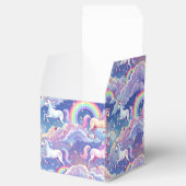 Glitterende regenboog en eenhoorns op wolken bedankdoosjes (Geopend)