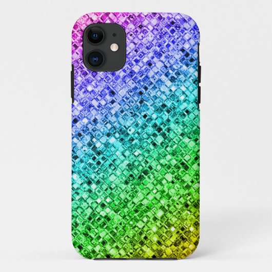 Glitterende Regenboog Glans Bling Glam Paars Turqu Case-Mate iPhone Case (Achterkant)