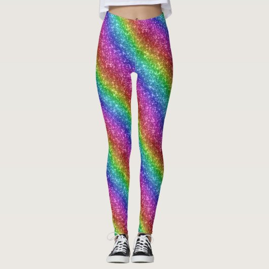 Glitterende Regenboog Glans Leggings (Voorkant)
