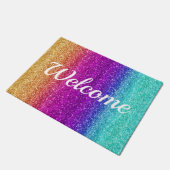 Glitterende Regenboog Gradiënt Glitter Geboren om  Deurmat (Schuin)