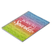 Glitterende Regenboog Gradiënt Glitter Geboren om  Notitieboek (Linkerzijde)