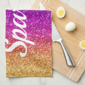 Glitterende Regenboog Gradiënt Glitter Geboren om Theedoek (Quarter Fold)