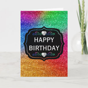 Glitterende Regenboog Gradiënt Glitter Verjaardag Kaart