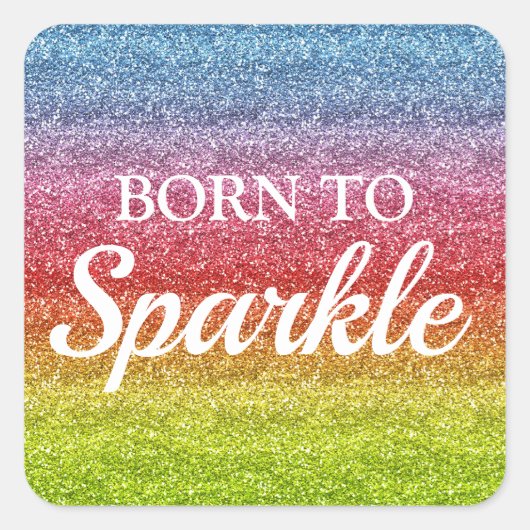 Glitterende Regenboog Gradiënt Glitters Glans om t Vierkante Sticker (Voorkant)