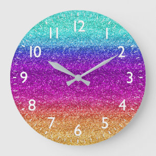 Glitterende Regenboog Gradiënt Glitters Grote Klok