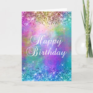 Glitterende Regenboog Zeemeermin Glitter Gelukkig Kaart