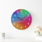 Glitterende regenbooggradiënt glitters grote klok (Huis)