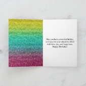 Glitterende regenbooggradiënt glitters verjaardag kaart (Binnen)