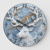 Glitterende rendier kerstcharme grote klok (Voorkant)