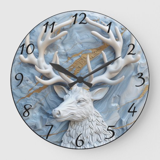 Glitterende rendier kerstcharme grote klok (Voorkant)