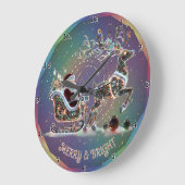 Glitterende rendier slee Merry & Bright Grote Klok (Hoek)