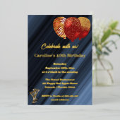 Glitterende rode ballonnen voor 40ste verjaardag folie uitnodiging (Staand Voorkant)