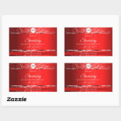 Glitterende rode logo initiële glitterproductlabel rechthoekige sticker (Vel)
