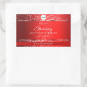 Glitterende rode logo initiële glitterproductlabel rechthoekige sticker (Tas)