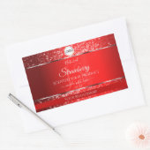 Glitterende rode logo initiële glitterproductlabel rechthoekige sticker (Envelop)