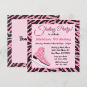 Glitterende Roller Schaatsfeest Uitnodigingen met  (Voorkant / Achterkant)