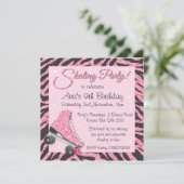 Glitterende Roller Skate Feest Uitnodigingen met P (Staand voorkant)