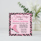 Glitterende Roller Skate Party Uitnodigingen met P (Staand voorkant)