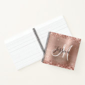 Glitterende Rose Goud Folie Monogram Vierkant Notitieboek (Binnen)