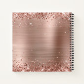 Glitterende Rose Goud Folie Monogram Vierkant Notitieboek (Achterkant)