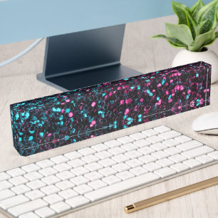 Glitterende roze blauwe mozaïek glinstering glitte naambordje
