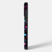 Glitterende roze blauwe mozaïek glittersparels iPhone hoesje (Linkerkant)