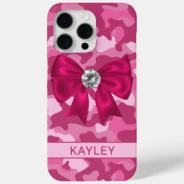 Glitterende Roze Camouflage Gepersonaliseerd iPhone 15 Pro Max Hoesje