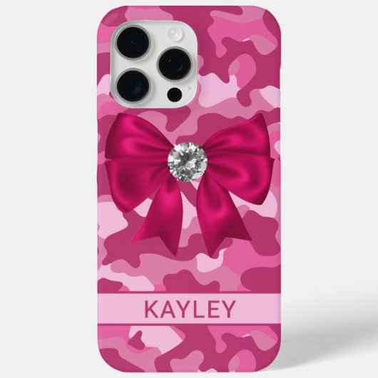 Glitterende Roze Camouflage Gepersonaliseerd Case-Mate iPhone Case (Achterkant)