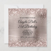 Glitterende roze champagne nepfolie fancy monogram kaart (Voorkant)
