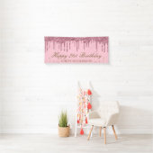 Glitterende Roze Druipende Glitter Verjaardag Spandoek (Insitu)