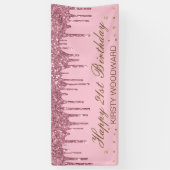 Glitterende Roze Druipende Glitter Verjaardag Spandoek (Verticaal)