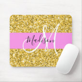 Glitterende Roze en Gouden Monogramnaam Muismat (Met muis)