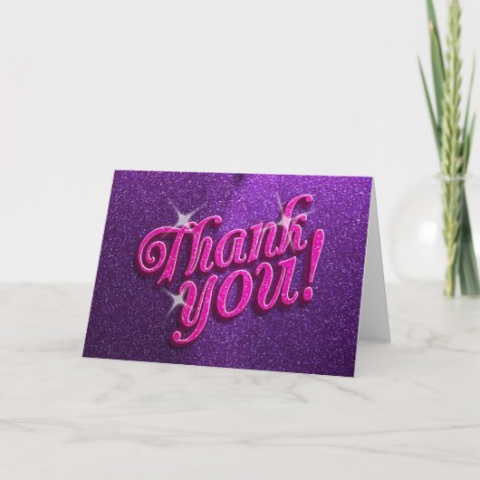 Glitterende Roze en Paarse Bedankkaart (Voorkant)