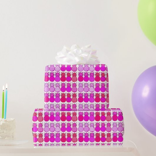 Glitterende roze en rode ananassen cadeaupapier (Feestgeschenken)