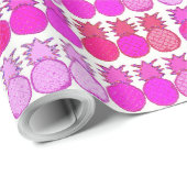 Glitterende roze en rode ananassen cadeaupapier (Rol Hoek)