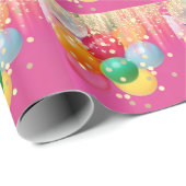 Glitterende Roze Feestje Cadeaupapier (Rol Hoek)