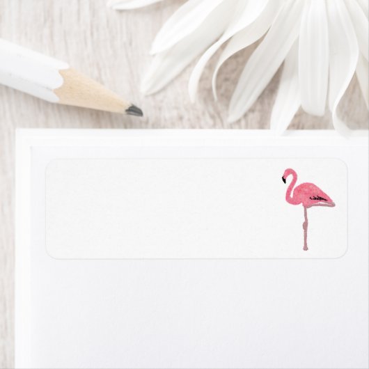Glitterende roze flamingo tropische Kerstmis Etiket (Insitu)