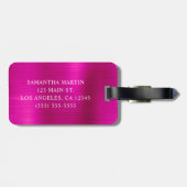Glitterende Roze Folie Fantasie Monogram Bagagelabel (Achterkant horizontaal)