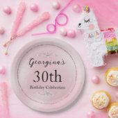 Glitterende Roze Glans en Diamanten Papieren Bordje (Feest)