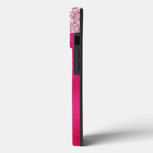 Glitterende Roze Glitter Monogram Initialen Case-Mate iPhone Case (Achterkant / Links)